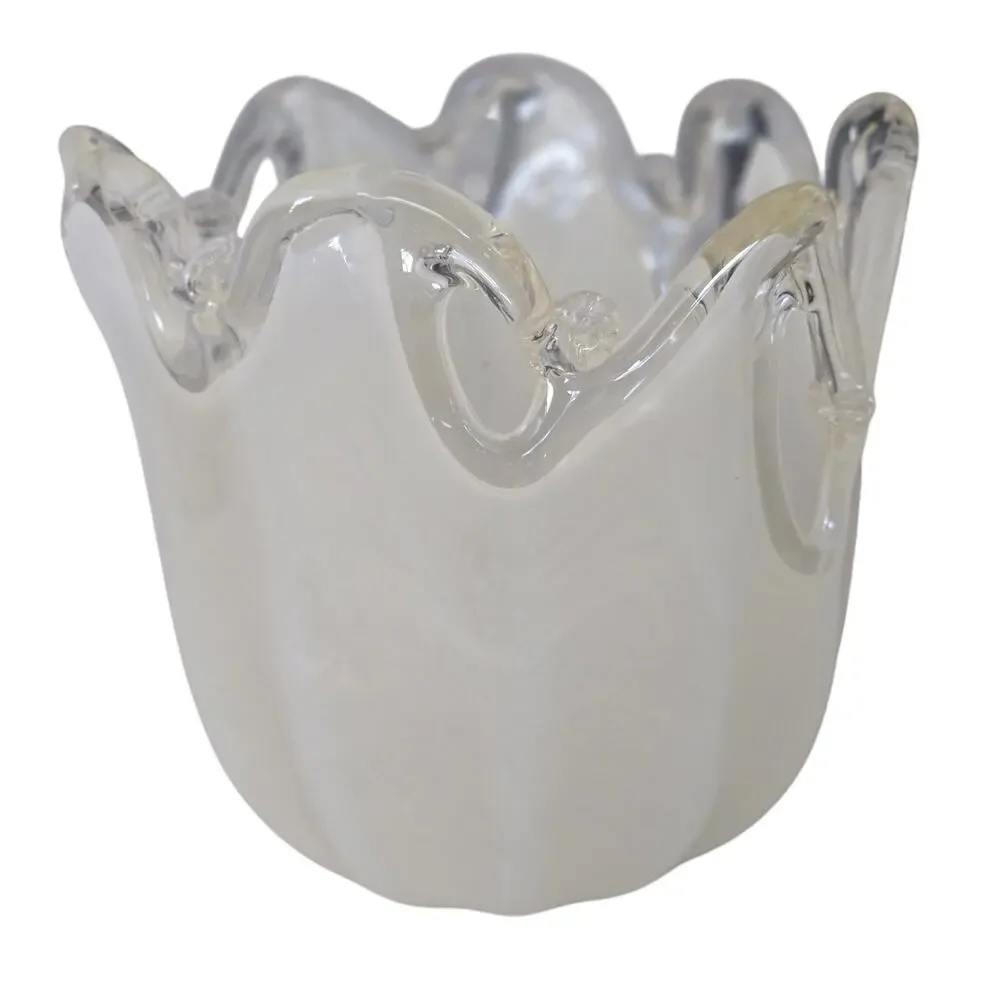 Murano White Crystal Italian‎ Vase Hand Made in Italy